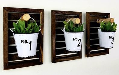 1. 2.. 3.. ....succulent pail wall diaplay in your choice wood color 🌻🌻🌻