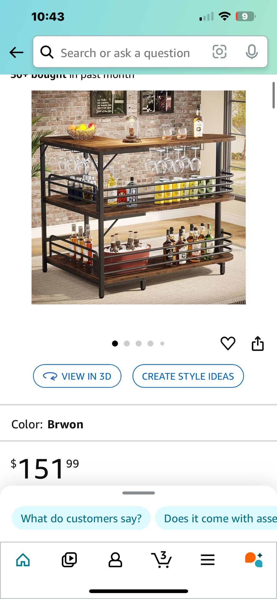 L-shaped indoor bar