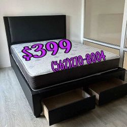 NEW QUEEN BED FRAME AND MATTRESS 