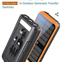 superallure Solar-Charger-Power-Bank - Portable Charger,43800mAh Qc3.0 Fast Charger Qi 10W Wireless Portable Charger Built-in 2 Kinds Output Cable and