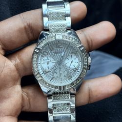 GUESS Ladies Silver Tone Multi-function Watch