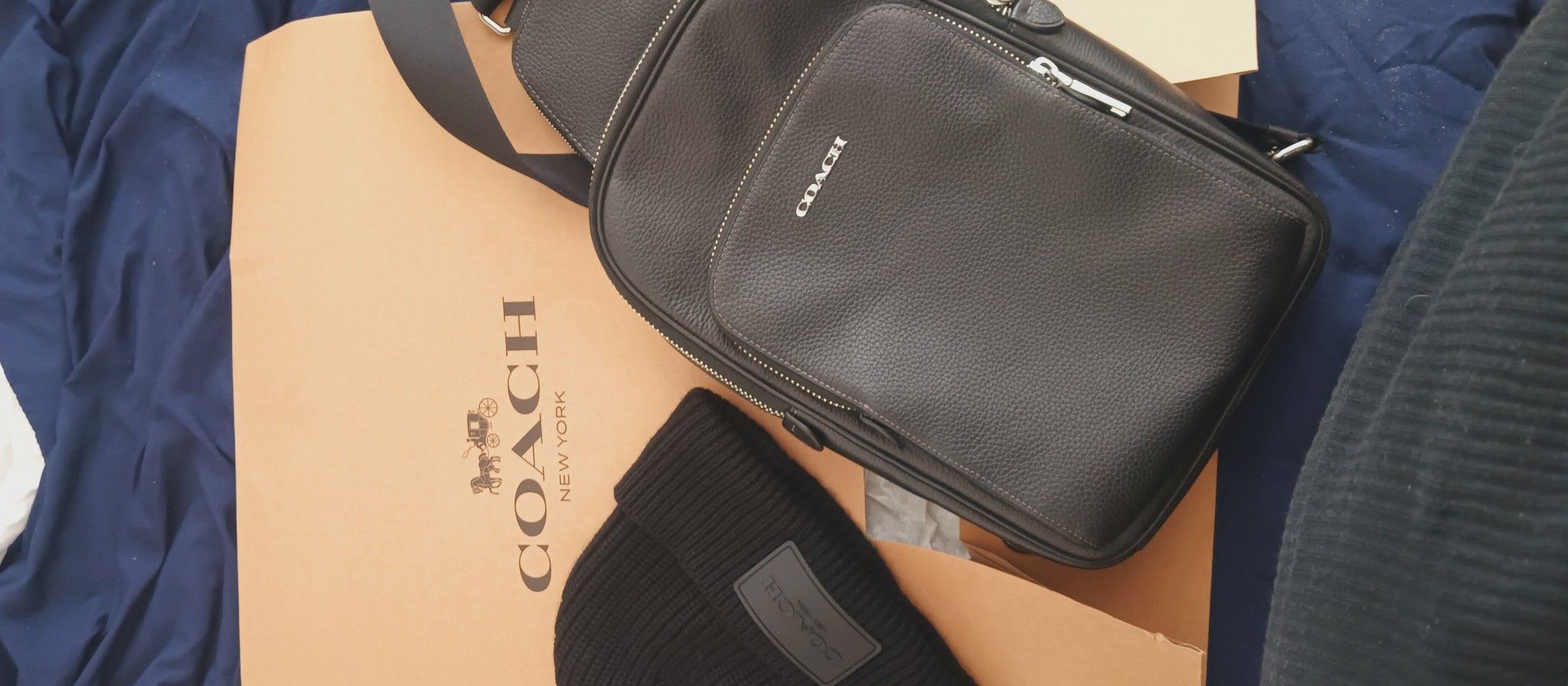 Coach Mini Backpack & Solid Black Beanie
