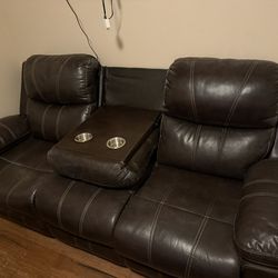 Leather Double Recliner Couch