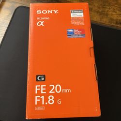 Sony 20mm f/1.8 G Full Frame E-Mount lens