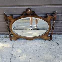 Antique English Walnut Wall Mirror With Beveled Glass! Circa 1920's ! 