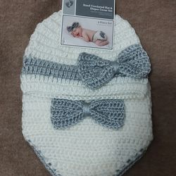 Infant 0 to 9 mos  crochet hat and diaper cover