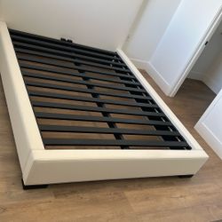 Queen Bed White Performance Fabric Frame Restoration Hardware 