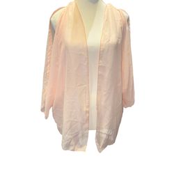 Sheer Blush Cold Shoulder Open Front Kimono 