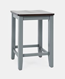 Asbury Park Grey/Autumn Brown Backless Saddle Stool (Set of 2)