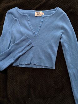 Princess Polly Blue Ribbed Crop Top L/XL