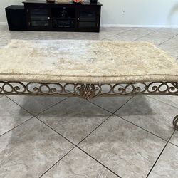 Real Marble coffee table, Antique Cast Iron Console Table