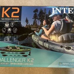 Intex Challenger K2 Inflatable Kayak with Oars and Hand Pump