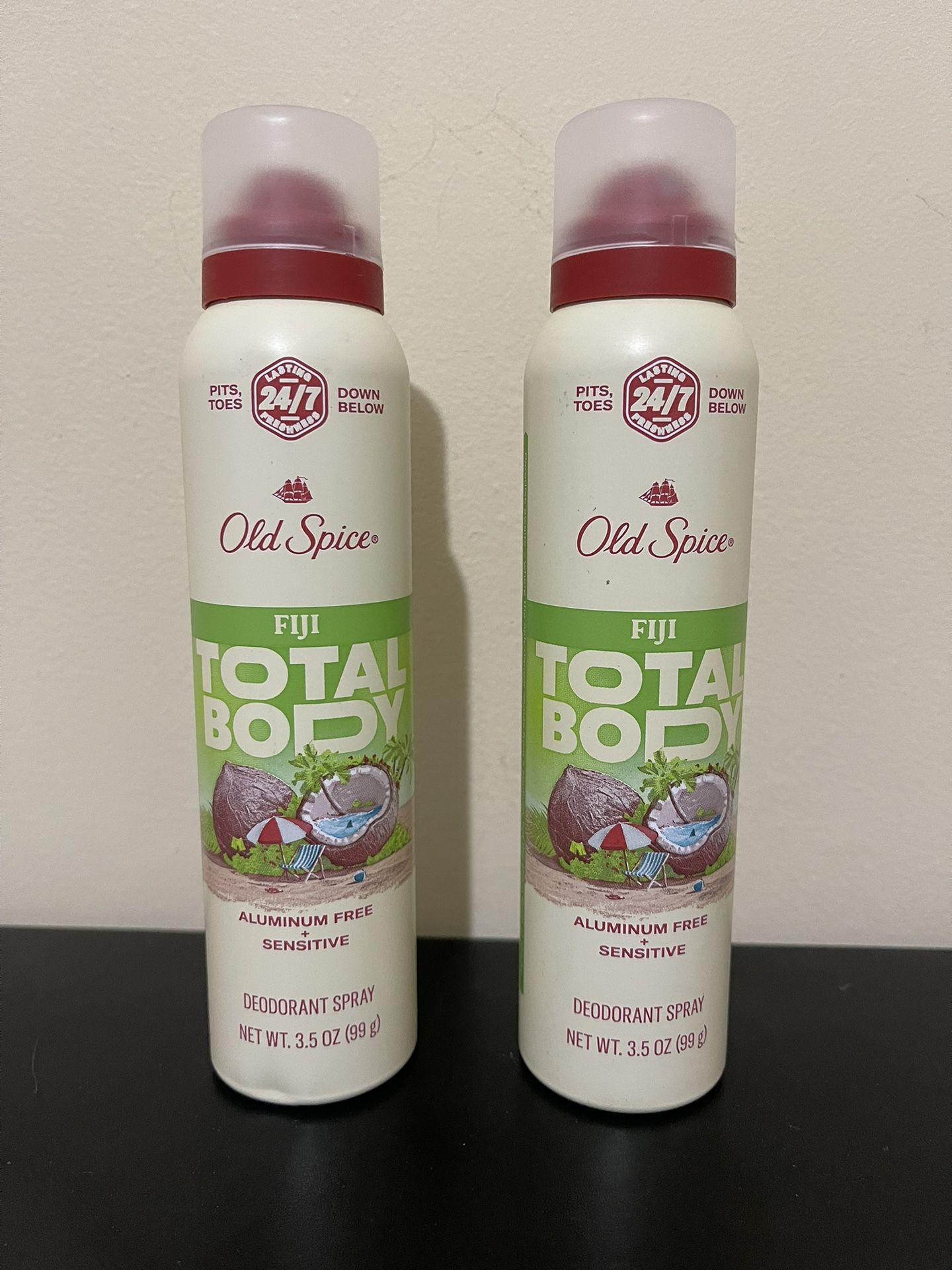 2Pack Old Spice Whole Body Deodorant Spray, Aluminum Free Total Body Deodorant, Fiji Scent, 3 oz