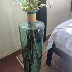 Turquoise Glass Vase 3 Feet Tall