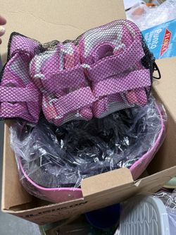 Pink Girl Helmet With Knee And Elbow Pads