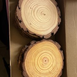 8 Round Wood Slices 16-17cm