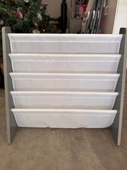 Kids Sling Bookshelf Gray and White