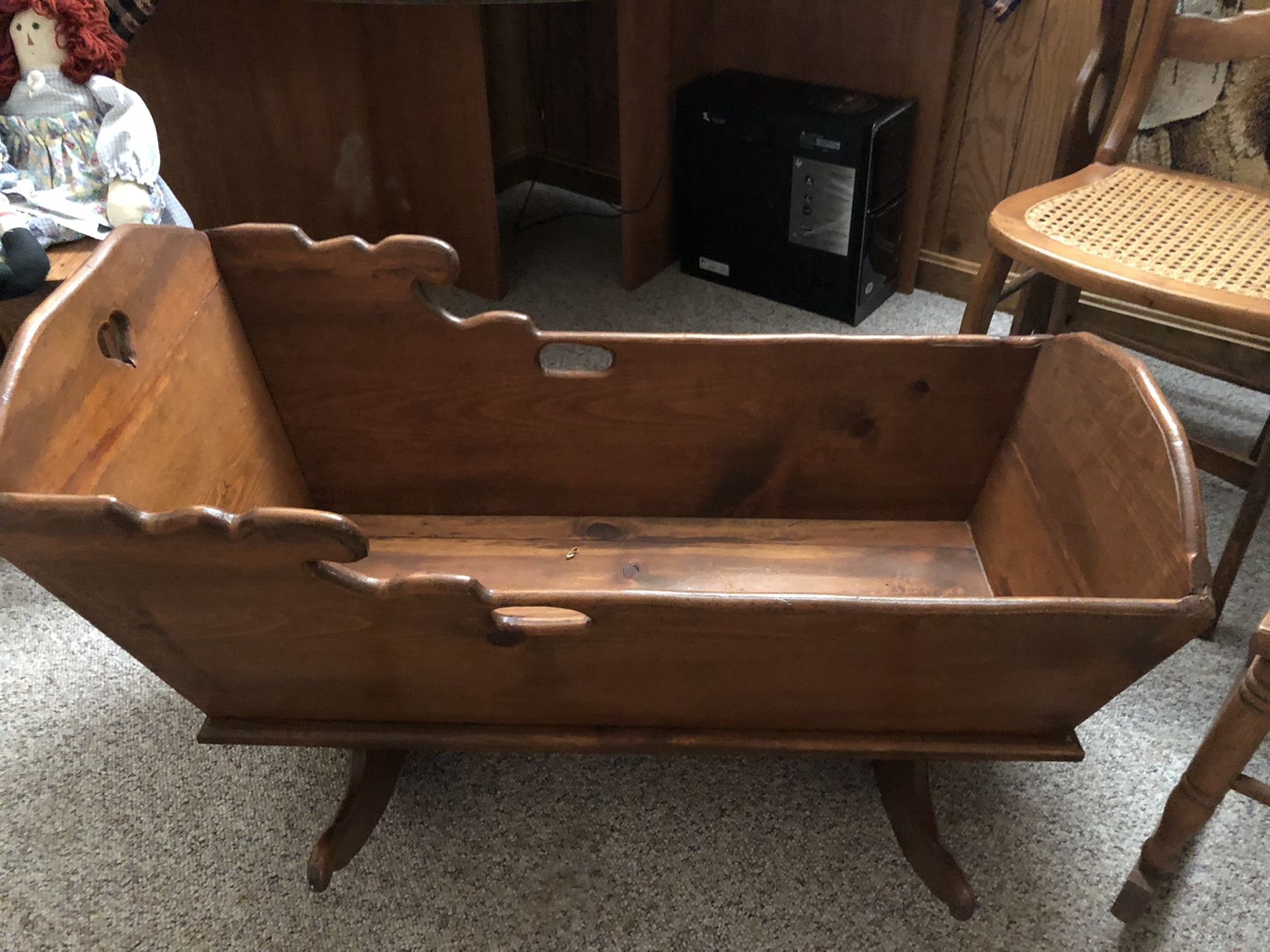 Antique Wood Full Size Cradle