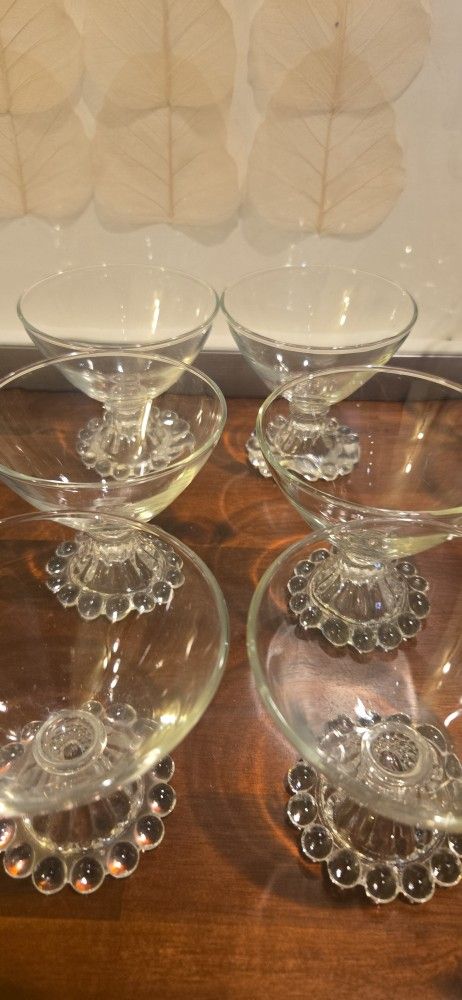 Vintage Anchor Hocking Boopie Sherbet/Dessert Cups – Set of 6 (3.5”), Mid-Century Bubble Foot