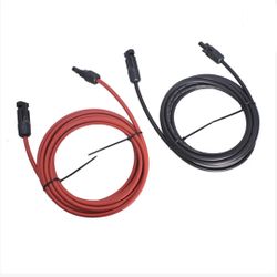 10 AWG 15ft 1 Pair Solar Panel Extension Cable Wire Connector Black + Red