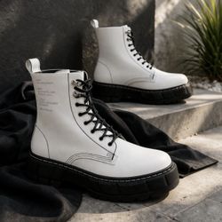 Virón White Boots – Premium Vegan Leather – Chunky Sole – EU 40 / US 7