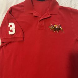 Red Polo Ralph Lauren Shirt 3 Horses and #3 On Shirt