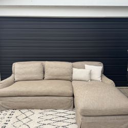 RESTORATION HARDWARE SLIPCOVERED SECTIONAL COUCH