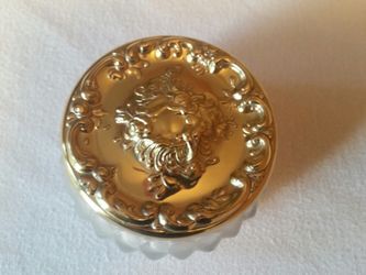 Vintage Estee Lauder Frosted Powder Jar Gold Lid & Face Powder