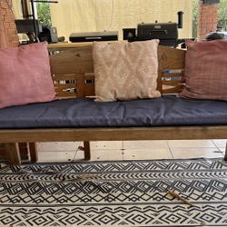 Solid Carved Indonesian Style Teak Patio Daybed Bench - 72”