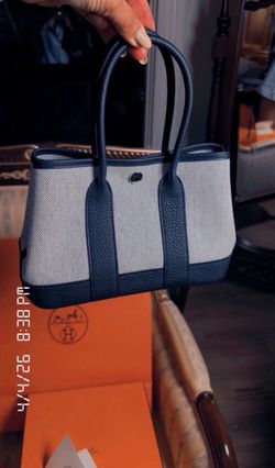 Hermès Neo Garden Party 23 Ecru Noir Canvas & Nego Leather Mini Tote NEW FullSet