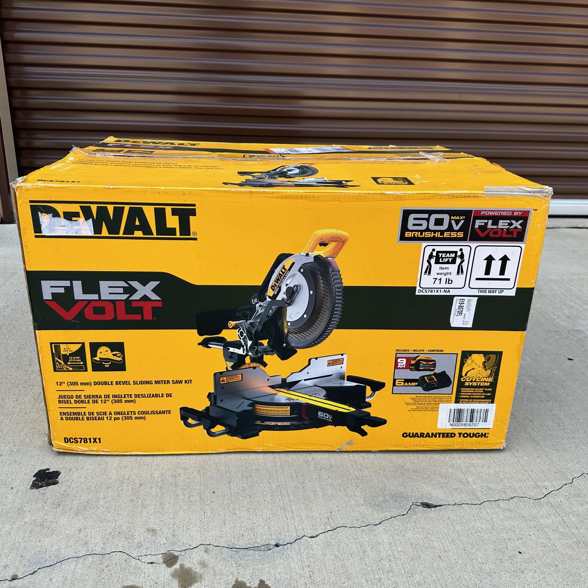 DeWalt 60v Flexvolt 12” Sliding Miter Saw DCS781 New Tool Only