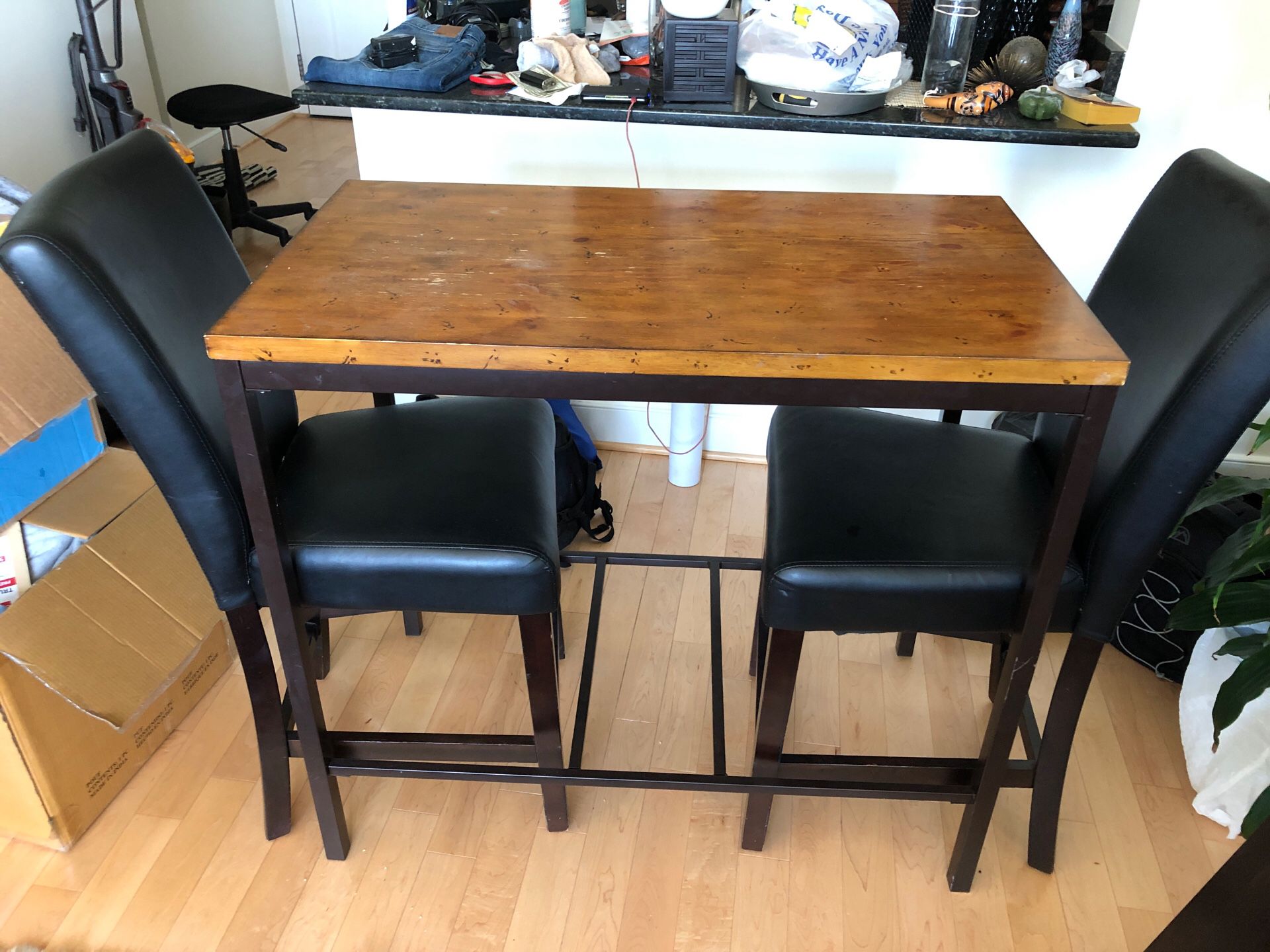 Counter height dinette set with two chairs