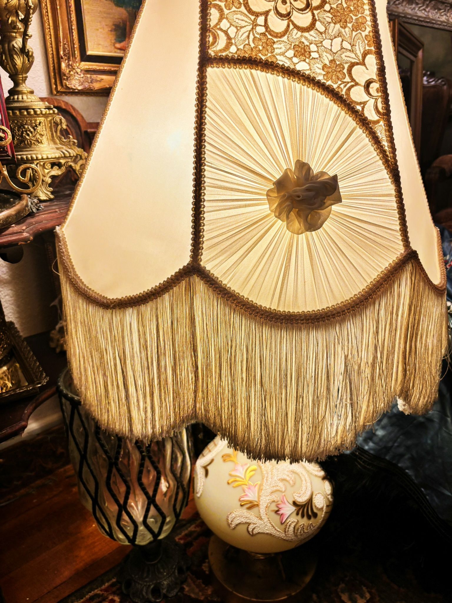 Victorian Antique Fringe Lamps And Lampshades