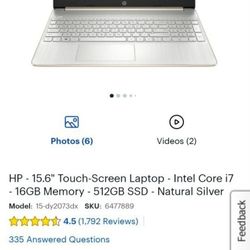 HP - 15.6" Touch-Screen Laptop - Intel Core i7 - 16GB Memory - 512GB SSD