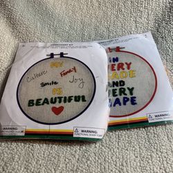 Made In Retail Embroidery Kits 2pk 8” Hoop Frames For beginners To intermediate w/ Family & Culture Themes