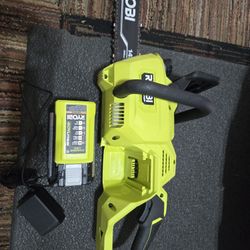 Ryobi 14" Chainsaw 40V Battery /Charger Included. Used Once.