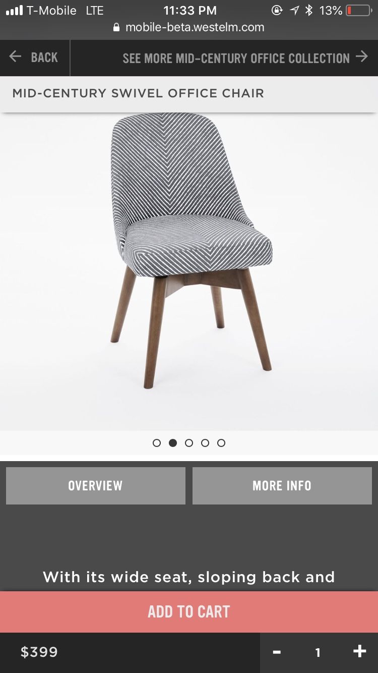Mid Century Swivel Striped Office Chair from West Elm