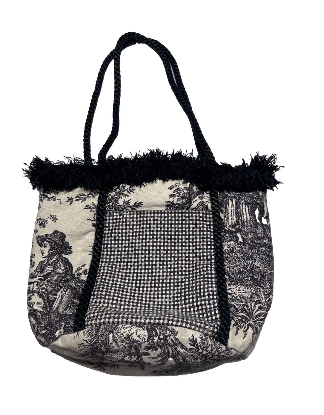 Vintage Tooties Totes By Alicia Frazier Shoulder Bag Toile Rope Handle Fringe