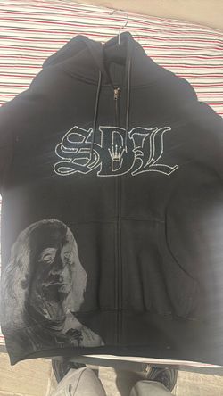 SDL Black Graphic Zip-Up Hoodie,size L