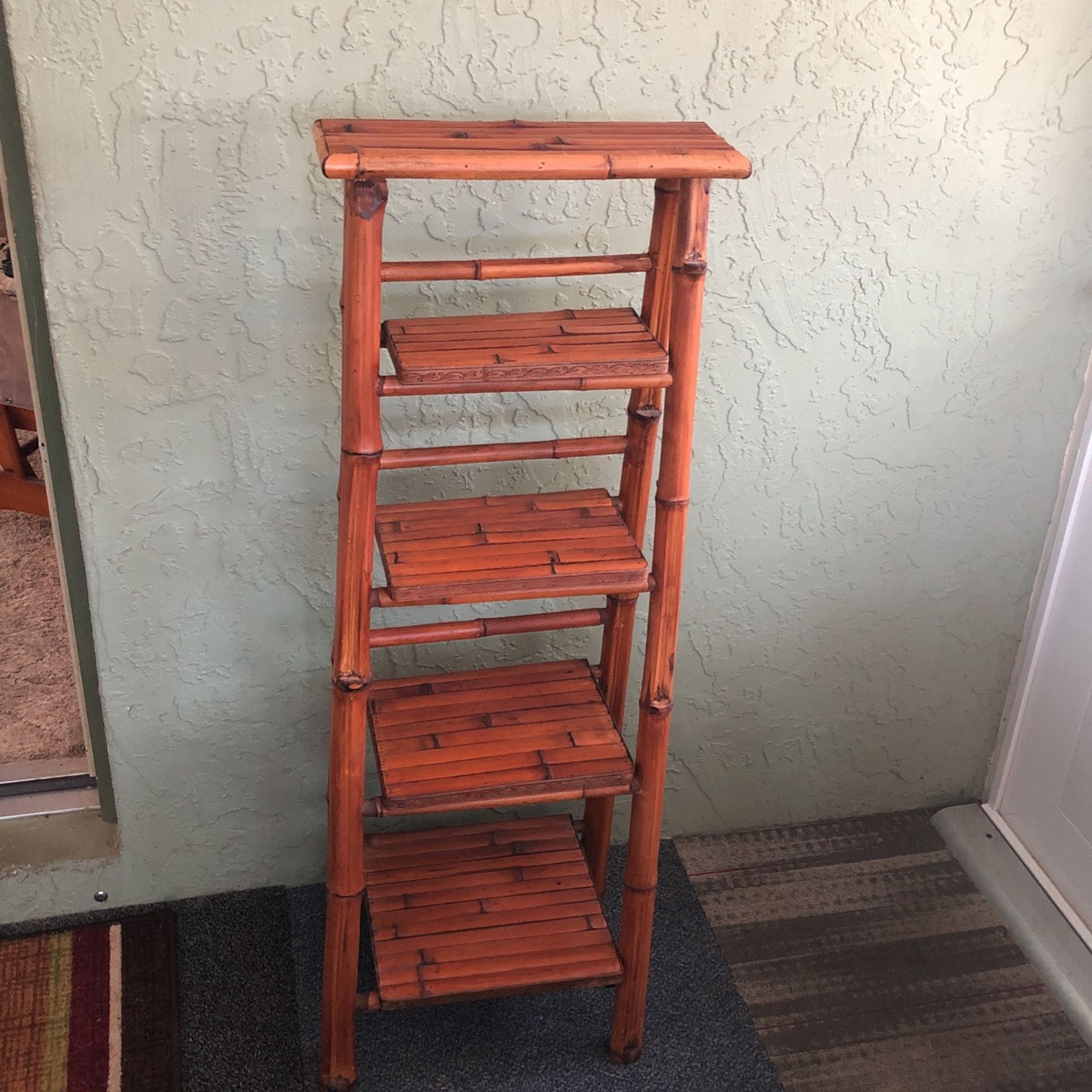 Vintage Bamboo Ladder Etagere