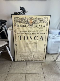 Original Opera Poster: Locandina originale per una esecuzione dell'opera "Tosca" di Giacomo Puccini al Teatro alla Scala di Milano il 3 maggio 1953.