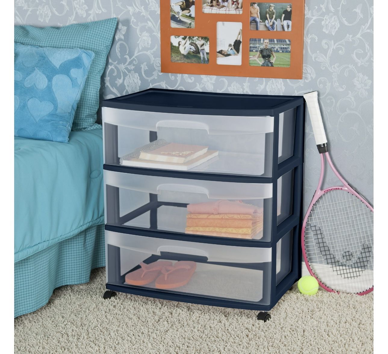 Sterilite Wide 3 Drawer Cart Plastic - Blue Cove - BRAND NEW - NEVER USED