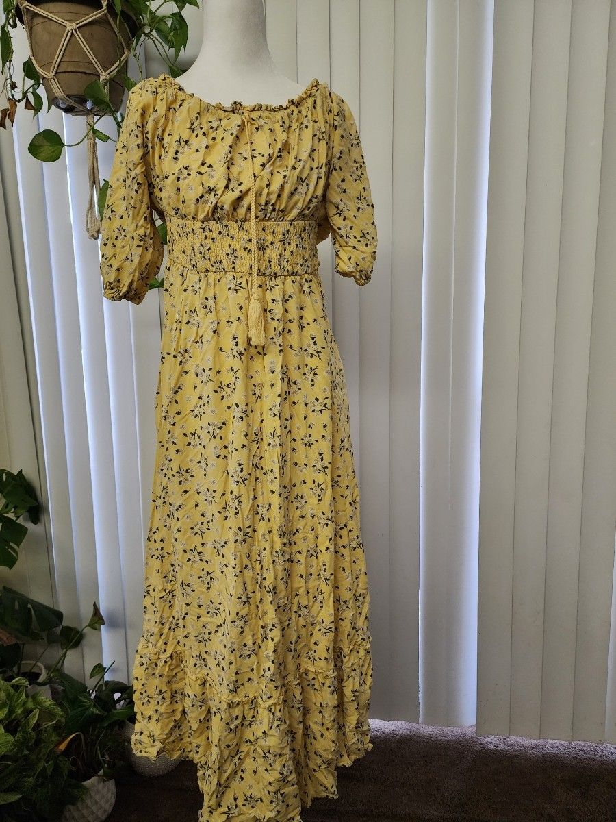 Maxi Dress Yellow Floral Xl