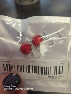 Red Crystal Ball Drop Earrings