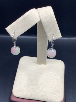 18KT White Gold Multi Colored Pearl Earrings 4.2Gs