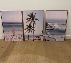 3 beach wall art photos with frames