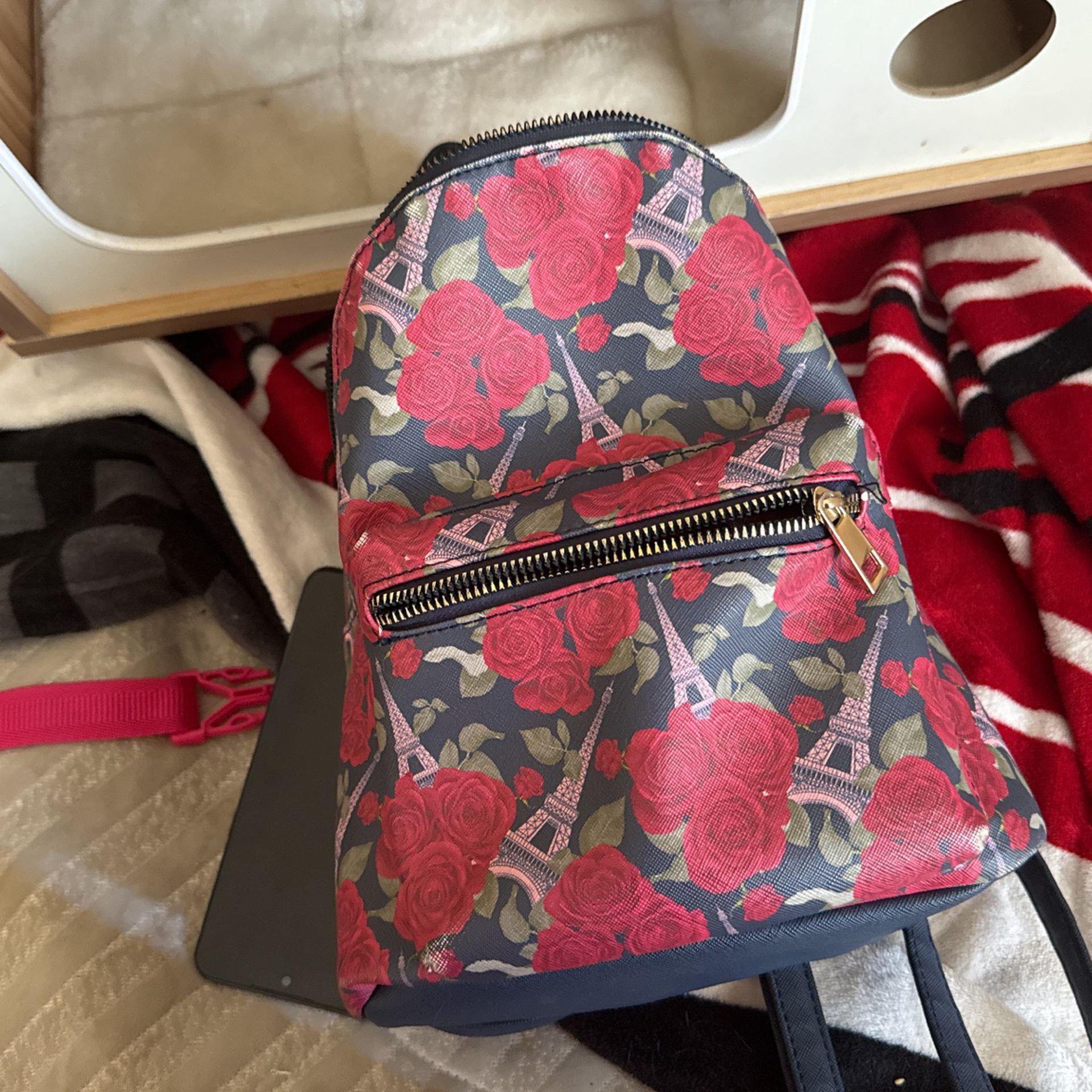 Mini Backpack  Red Roses And Paris 
