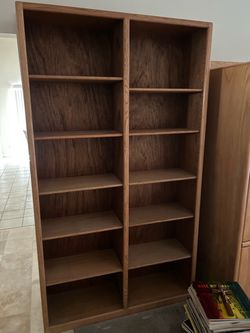 Tall Wood Bookcase with Adjustable Shelves