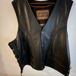 2 Black Leather Vest Motorcycle Plus Size 