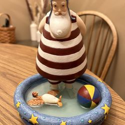 Bennington Christmas SUMMER SANTA Figurine Santa in Wading Pool Demdaco 2000